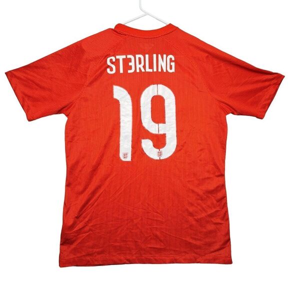 Nike Authentic England Football Soccer Jersey Men L Sterling #19 Red 2014 New - Picture 2 of 16